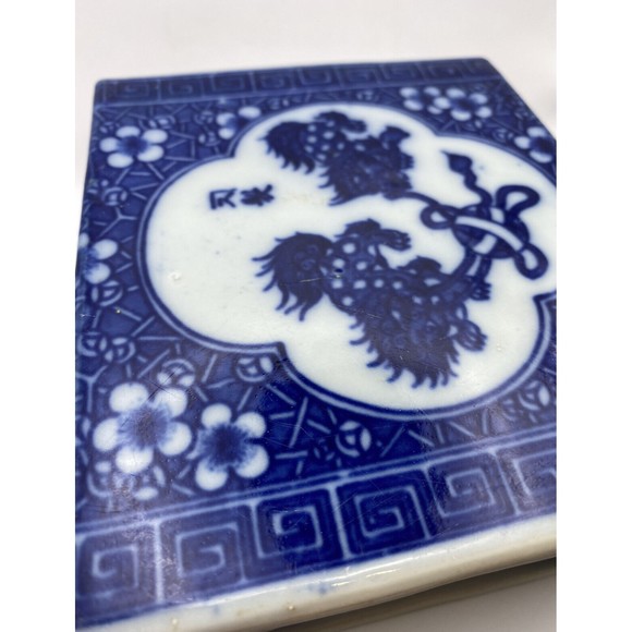 Chinese Blue and White Porcelain Opium Pillow Incense Burner Antique Used - Picture 15 of 16